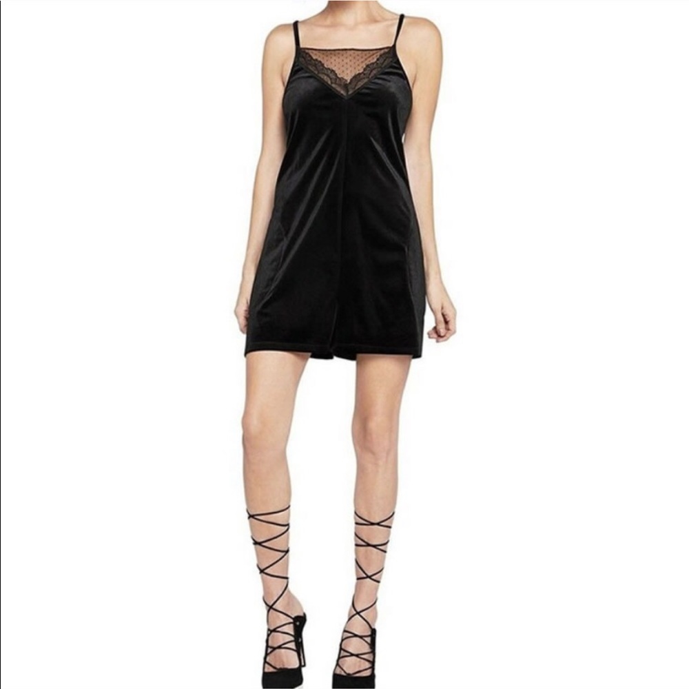 NWT BCBG Black Velvet Sleeveless Romper